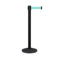 Montour Line Stanchion Belt Barrier Black Post 11ft. Lt Grn Belt M630-BK-LGN-110